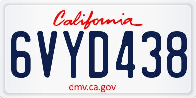 CA license plate 6VYD438