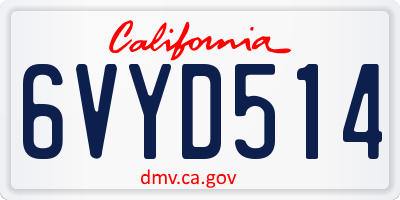 CA license plate 6VYD514