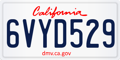 CA license plate 6VYD529