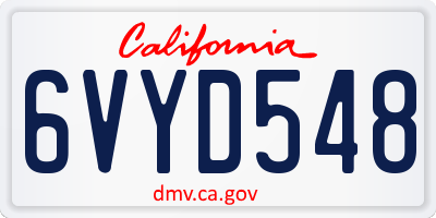 CA license plate 6VYD548