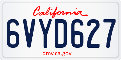 CA license plate 6VYD627