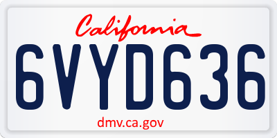 CA license plate 6VYD636