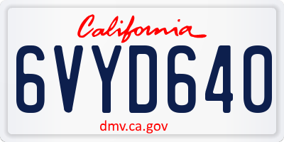 CA license plate 6VYD640