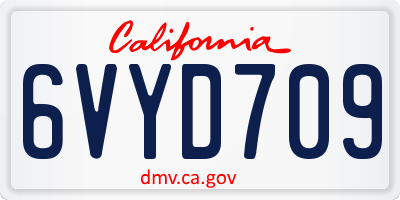 CA license plate 6VYD709