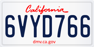 CA license plate 6VYD766
