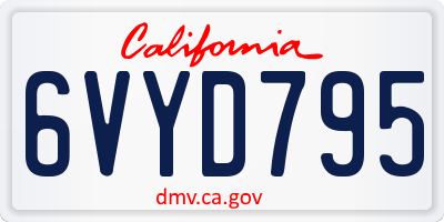 CA license plate 6VYD795