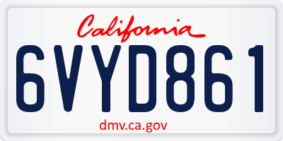 CA license plate 6VYD861