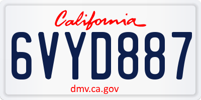CA license plate 6VYD887
