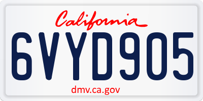 CA license plate 6VYD905