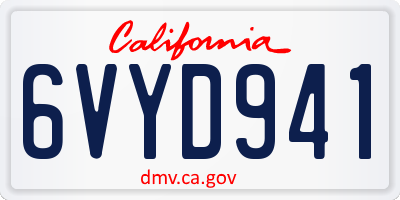 CA license plate 6VYD941