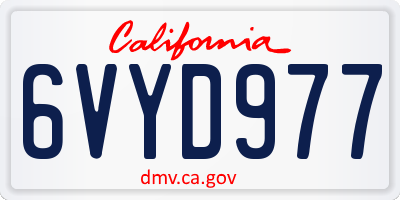 CA license plate 6VYD977