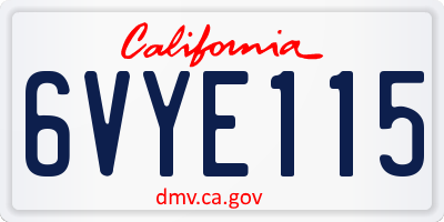 CA license plate 6VYE115