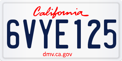 CA license plate 6VYE125