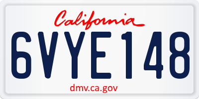 CA license plate 6VYE148