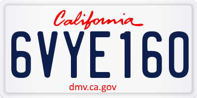 CA license plate 6VYE160