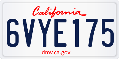CA license plate 6VYE175