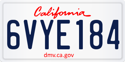 CA license plate 6VYE184