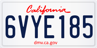CA license plate 6VYE185