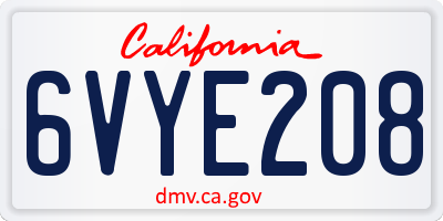 CA license plate 6VYE208