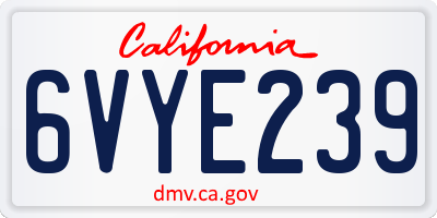 CA license plate 6VYE239