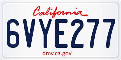 CA license plate 6VYE277