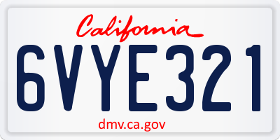 CA license plate 6VYE321