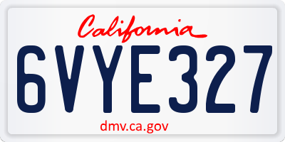 CA license plate 6VYE327