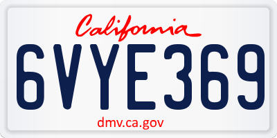 CA license plate 6VYE369