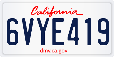 CA license plate 6VYE419