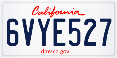 CA license plate 6VYE527