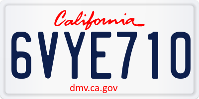 CA license plate 6VYE710