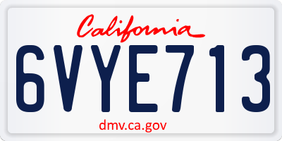 CA license plate 6VYE713