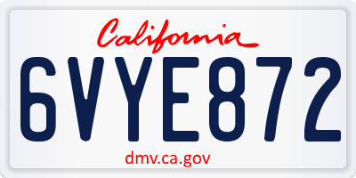 CA license plate 6VYE872