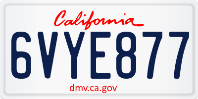 CA license plate 6VYE877