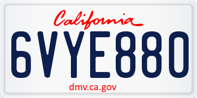 CA license plate 6VYE880