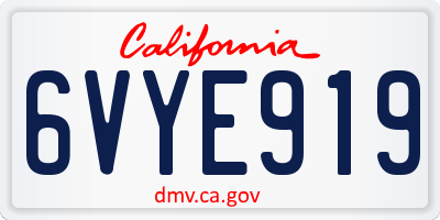 CA license plate 6VYE919