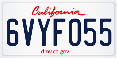 CA license plate 6VYF055
