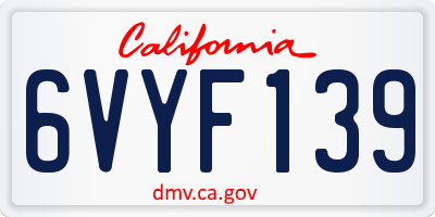 CA license plate 6VYF139