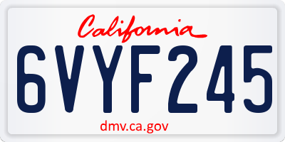 CA license plate 6VYF245