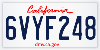 CA license plate 6VYF248