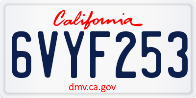 CA license plate 6VYF253