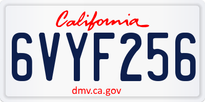 CA license plate 6VYF256