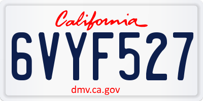 CA license plate 6VYF527