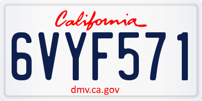 CA license plate 6VYF571