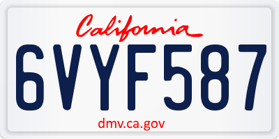 CA license plate 6VYF587