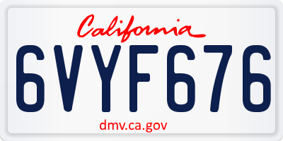 CA license plate 6VYF676