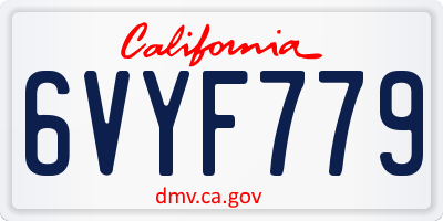 CA license plate 6VYF779