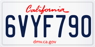 CA license plate 6VYF790