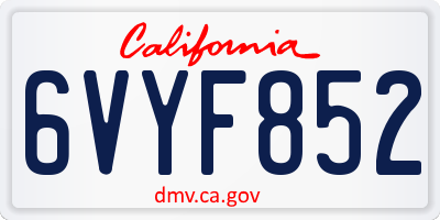 CA license plate 6VYF852