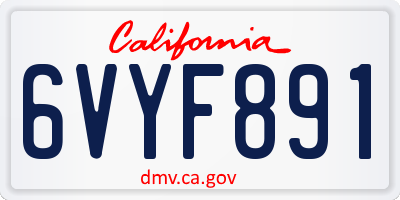 CA license plate 6VYF891
